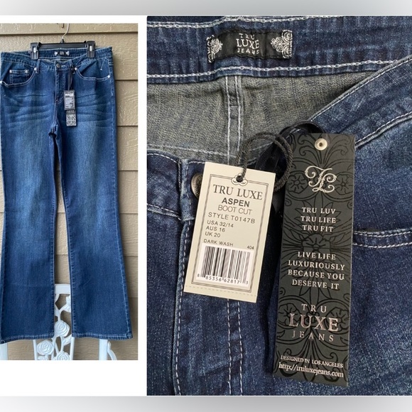 Tru Luxe Aspen HIGH WAISTED BOOTCUT JEAN - DARK WASH Women’s size 32/14 - Picture 1 of 16